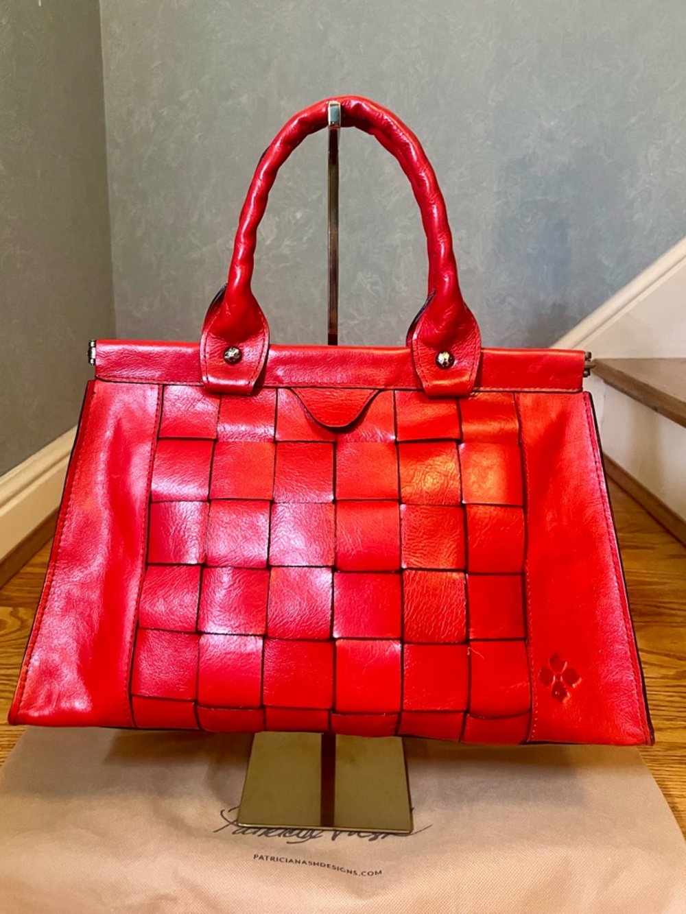 Patricia Nash Leather Basketweave Zaragoza Satchel - Picture 3 of 6